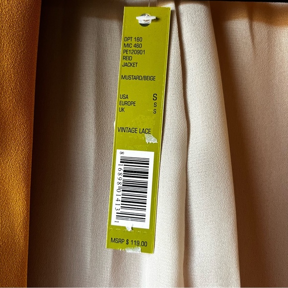 Gianni Bini New Yellow Gold Color Block Blazer Jacket Small - Picture 5 of 7